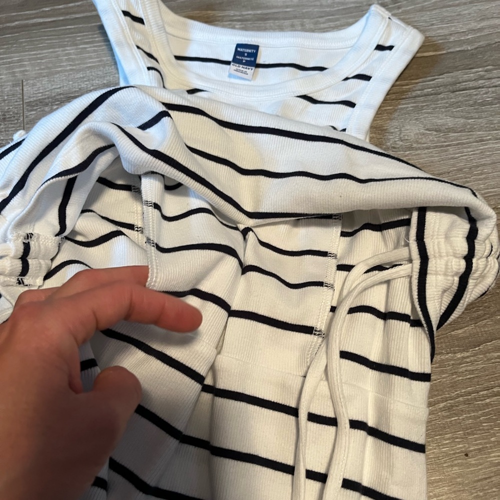 Nursing White and Black Striped Sleeveless Midi Dress - Picture 3 of 4